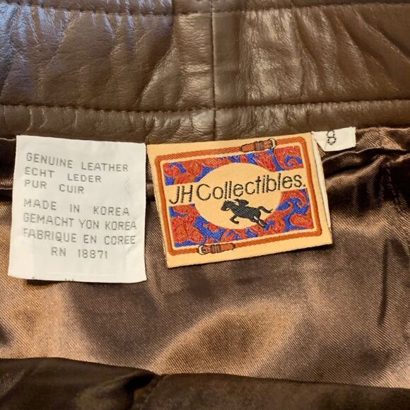 Vintage 80s Brown Leather Skirt Size 8 Zip Up Pockets Straight Lined Knee Length - Picture 4 of 9